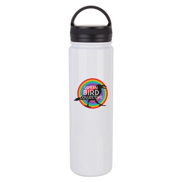 23oz Stainless Steel Flask Bottle w/Portable Lid - Sublimated Logo Thumbnail